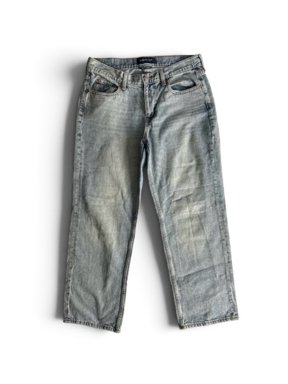 Aeropostale Low Rise Baggy Wide Leg Jeans Womens 8S Blue Light Wash Denim 90s